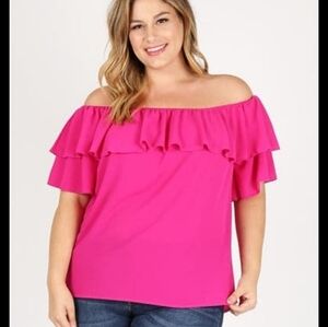 Carol Rose Off-Shoulder Ruffle Blouse - Vibrant Pink